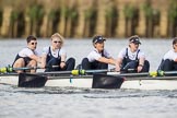 The Cancer Research UK Boat Race season 2017 - Women's Boat Race Fixture OUWBC vs Molesey BC: The OUWBC boat, here bow Alice Roberts, 2 Beth Bridgman, 3 Rebecca Te Water Naude, 4 Rebecca Esselstein, 5 Chloe Laverack.
River Thames between Putney Bridge and Mortlake,
London SW15,

United Kingdom,
on 19 March 2017 at 16:04, image #72