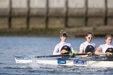 The Cancer Research UK Boat Race season 2017 - Women's Boat Race Fixture OUWBC vs Molesey BC: The Molesey boat, here bow Emma McDonald, 2 Caitlin Boyland, 3 Lucy Primmer.
River Thames between Putney Bridge and Mortlake,
London SW15,

United Kingdom,
on 19 March 2017 at 16:05, image #86