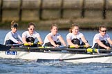 The Cancer Research UK Boat Race season 2017 - Women's Boat Race Fixture OUWBC vs Molesey BC: The Molesey boat, here bow Emma McDonald, 2 Caitlin Boyland, 3 Lucy Primmer, 4 Claire McKeown, 5 Katie Bartlett.
River Thames between Putney Bridge and Mortlake,
London SW15,

United Kingdom,
on 19 March 2017 at 16:05, image #89