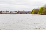 The Cancer Research UK Boat Race season 2017 - Women's Boat Race Fixture OUWBC vs Molesey BC: OUWBC and Molesy about to start the second part of the fixture, near Barnes Railway Bridge.
River Thames between Putney Bridge and Mortlake,
London SW15,

United Kingdom,
on 19 March 2017 at 16:19, image #123