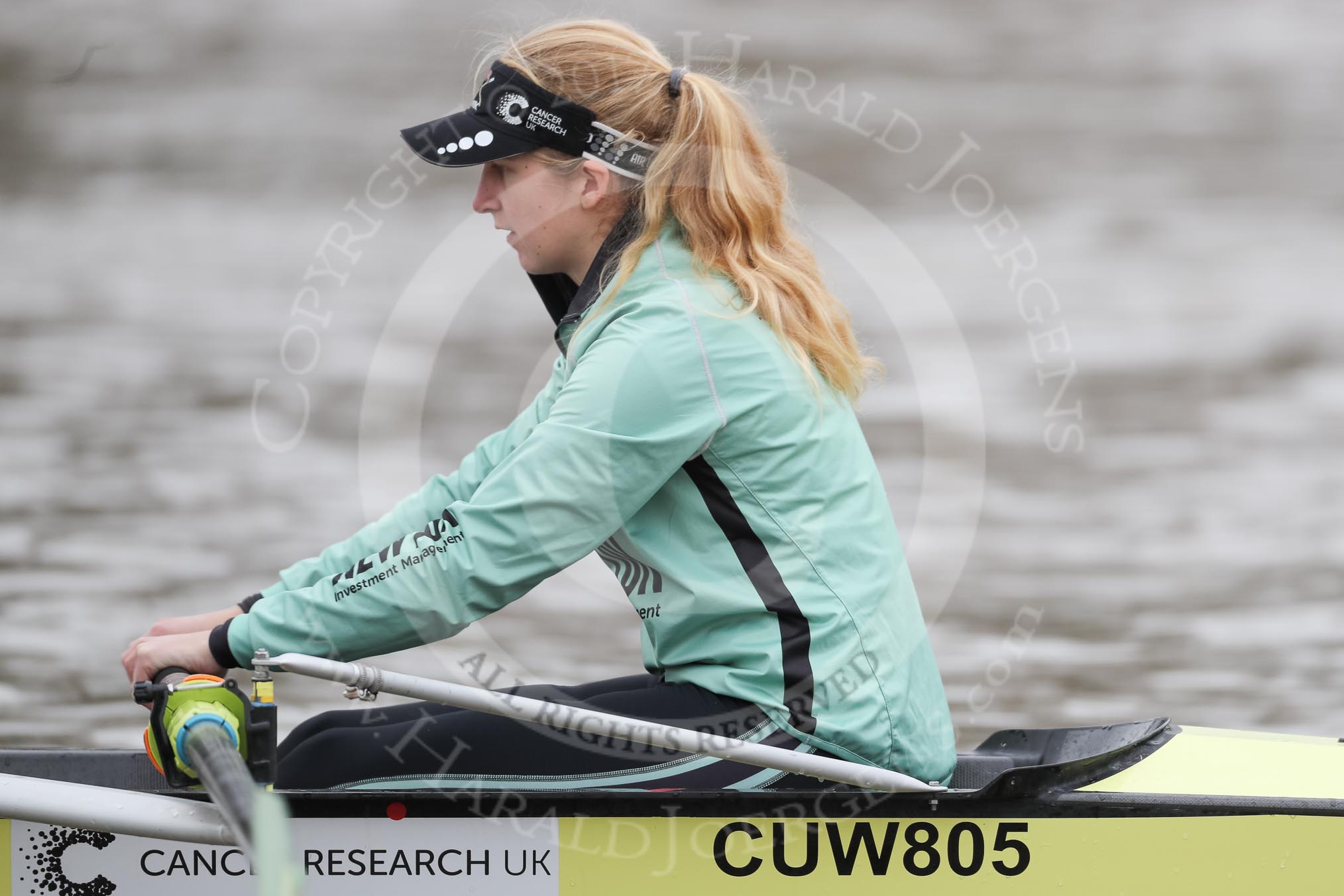 The Boat Race season 2018 - Women's Boat Race Trial Eights (CUWBC, Cambridge): Lucy Pike (bow) in Wingardium Leviosa.
River Thames between Putney Bridge and Mortlake,
London SW15,

United Kingdom,
on 05 December 2017 at 12:03, image #13