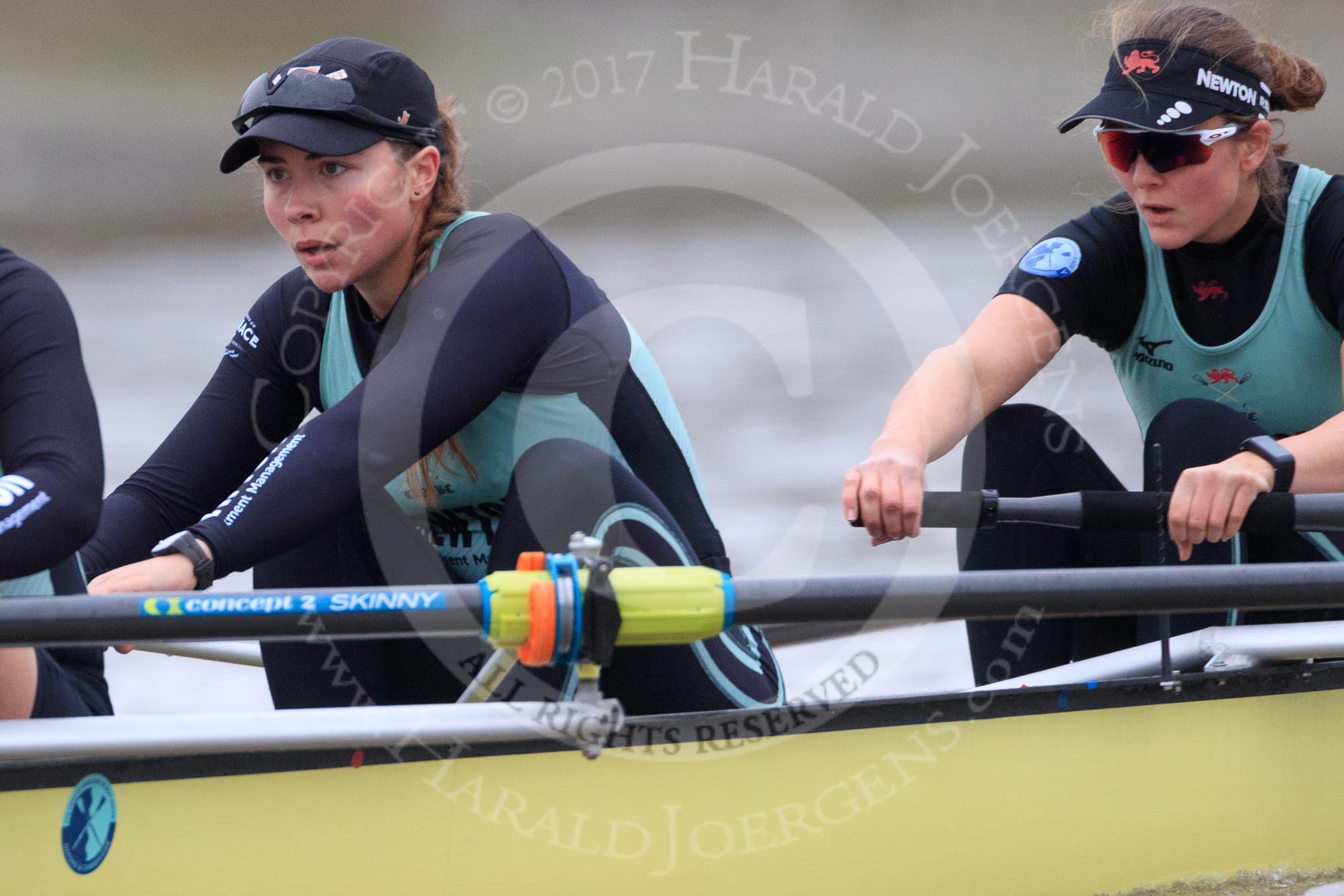 The Boat Race season 2018 - Women's Boat Race Trial Eights (CUWBC, Cambridge): Wingardium Leviosa, here 6 -Larkin Sayre, 5 Tricia Smith.
River Thames between Putney Bridge and Mortlake,
London SW15,

United Kingdom,
on 05 December 2017 at 12:45, image #74