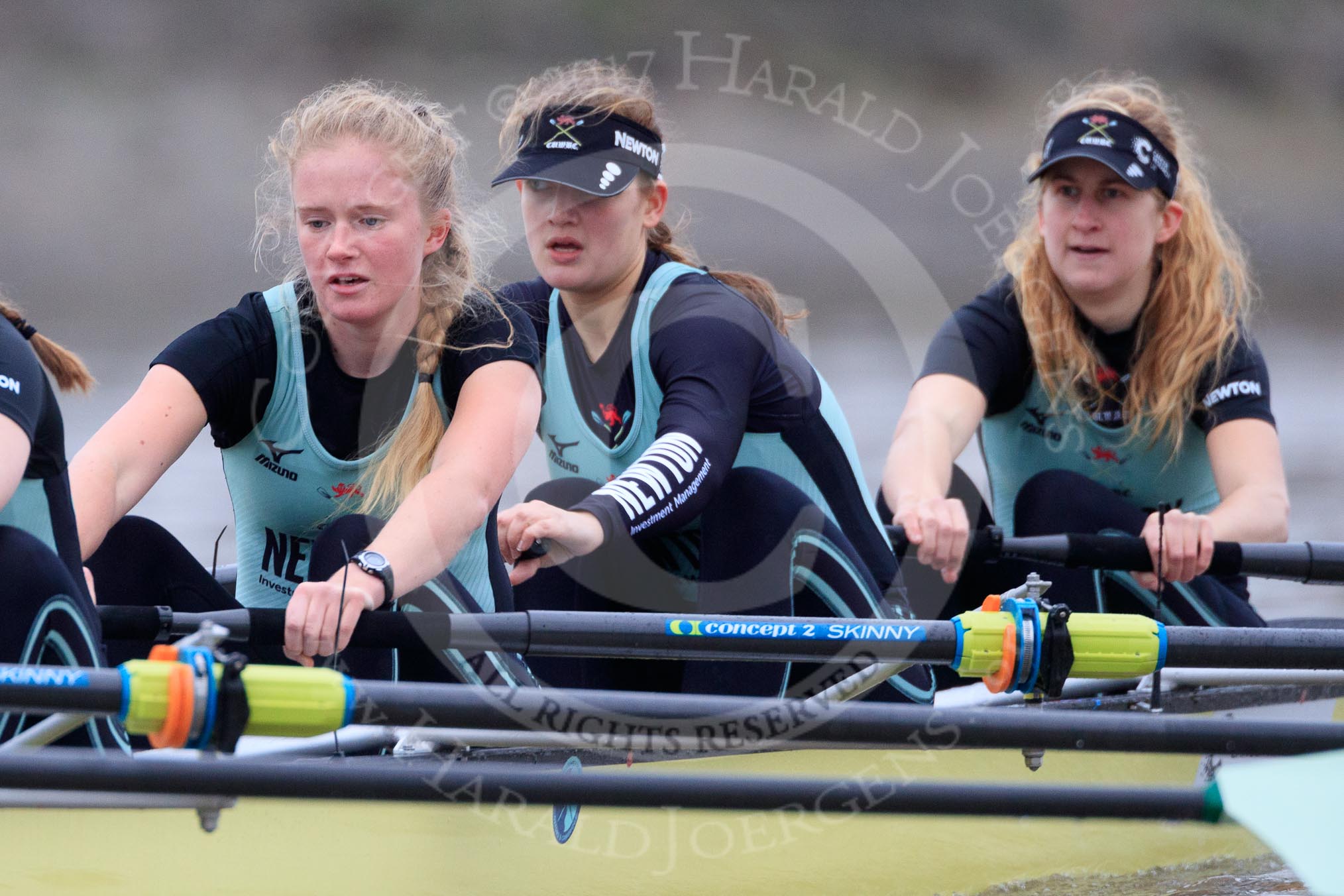 The Boat Race season 2018 - Women's Boat Race Trial Eights (CUWBC, Cambridge): Wingardium Leviosa, here 3 Pippa Darkin, 2 Sarah Carlotti, bow Lucy Pike.
River Thames between Putney Bridge and Mortlake,
London SW15,

United Kingdom,
on 05 December 2017 at 12:45, image #79