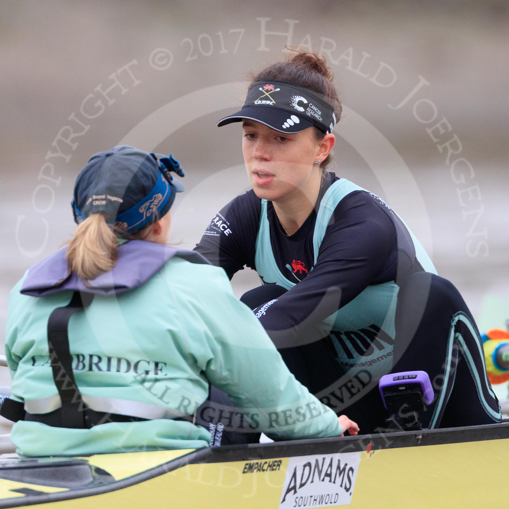 The Boat Race season 2018 - Women's Boat Race Trial Eights (CUWBC, Cambridge): Wingardium Leviosa, here cox Sophie Wrixon and stroke Imogen Grant.
River Thames between Putney Bridge and Mortlake,
London SW15,

United Kingdom,
on 05 December 2017 at 12:45, image #80