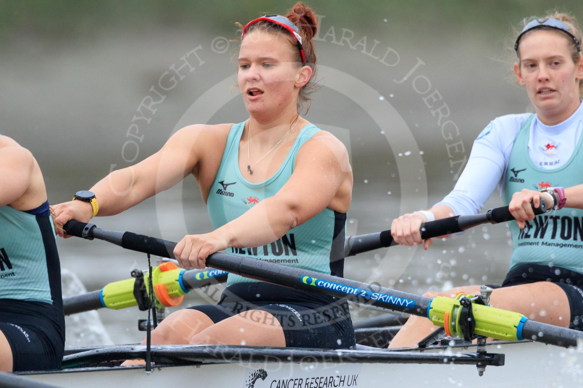 The Boat Race season 2018 - Women's Boat Race Trial Eights (CUWBC, Cambridge): Expecto Patronum, here 6 Thea Zabell, 5 Kelsey Barolak, 4 Laura Foster.
River Thames between Putney Bridge and Mortlake,
London SW15,

United Kingdom,
on 05 December 2017 at 12:46, image #86