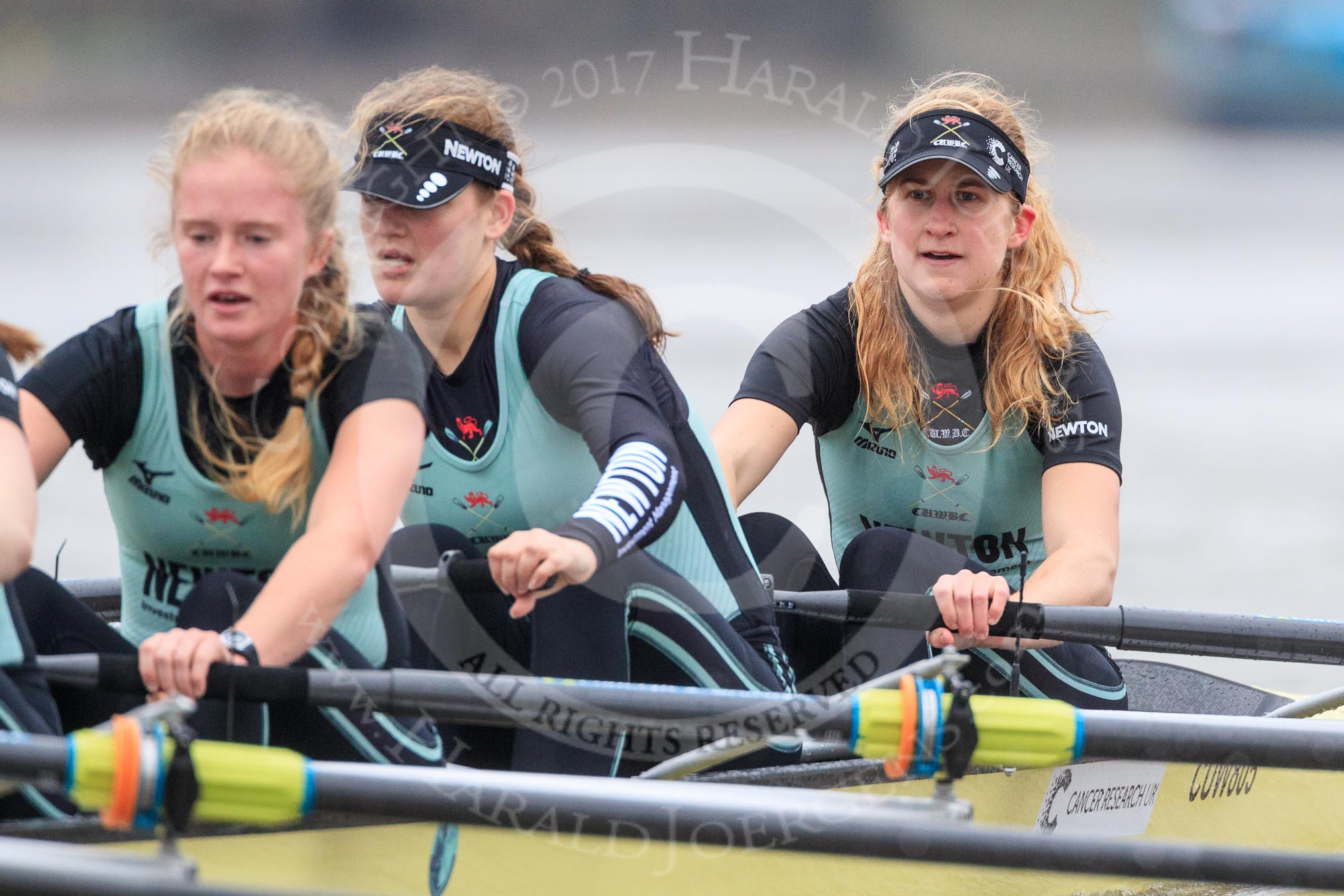The Boat Race season 2018 - Women's Boat Race Trial Eights (CUWBC, Cambridge): Wingardium Leviosa, here 3 Pippa Darkin, 2 Sarah Carlotti, bow Lucy Pike.
River Thames between Putney Bridge and Mortlake,
London SW15,

United Kingdom,
on 05 December 2017 at 12:50, image #112