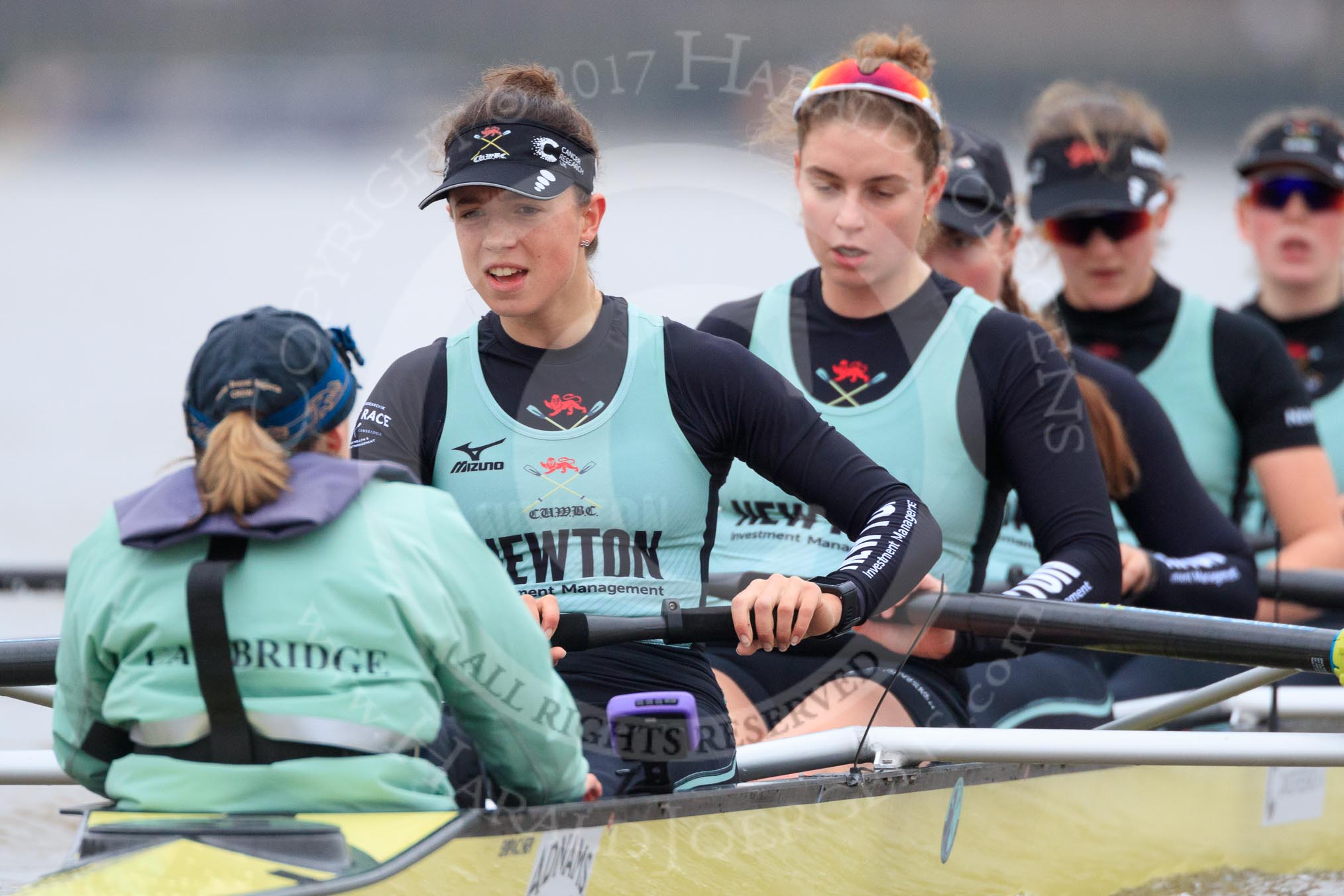 The Boat Race season 2018 - Women's Boat Race Trial Eights (CUWBC, Cambridge): Wingardium Leviosa: Cox-Sophie Wrixon, stroke-Imogen Grant, 7-Myriam Goudet-Boukhatmi, 6-Larkin Sayre, 5-Tricia Smith, 4-Emma Andrews.
River Thames between Putney Bridge and Mortlake,
London SW15,

United Kingdom,
on 05 December 2017 at 12:53, image #127