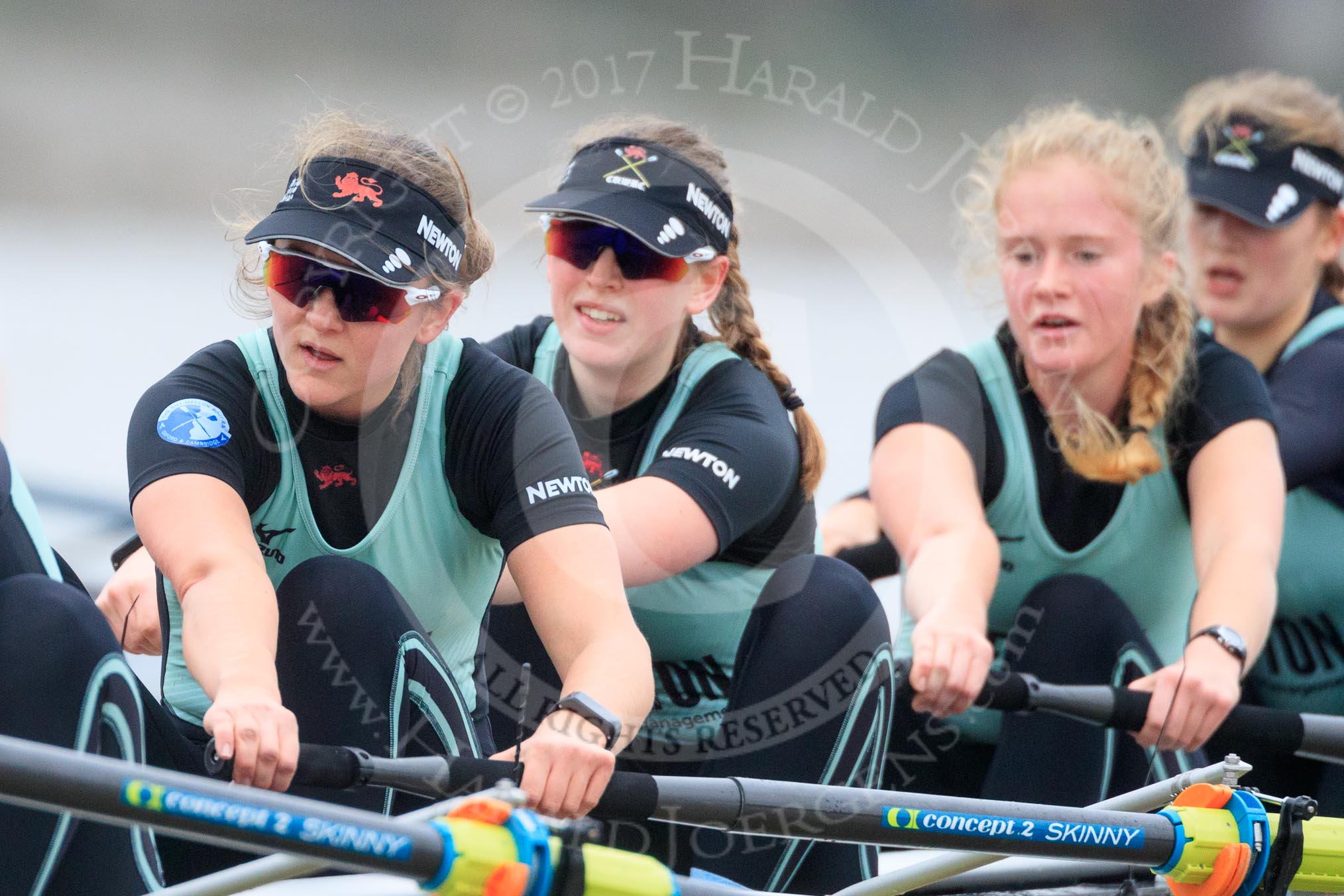 The Boat Race season 2018 - Women's Boat Race Trial Eights (CUWBC, Cambridge): Wingardium Leviosa: 5 Tricia Smith, 4 Emma Andrews, 3 Pippa Darkin, 2 Sarah Carlotti.
River Thames between Putney Bridge and Mortlake,
London SW15,

United Kingdom,
on 05 December 2017 at 12:53, image #131