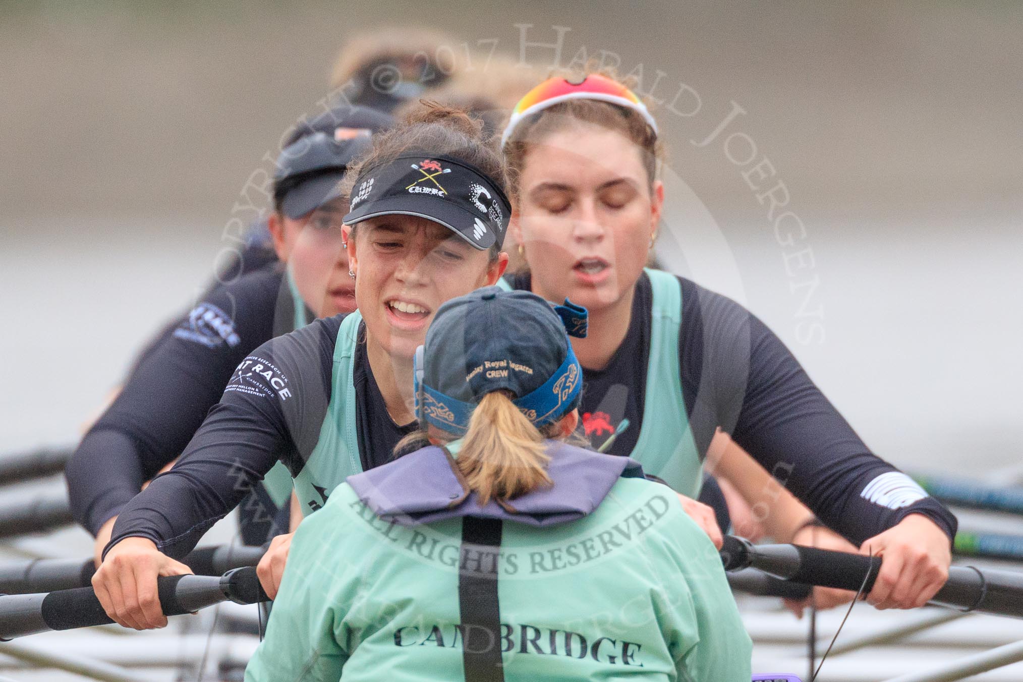 The Boat Race season 2018 - Women's Boat Race Trial Eights (CUWBC, Cambridge): Wingardium Leviosa:  Cox-Sophie Wrixon, stroke-Imogen Grant, 7-Myriam Goudet-Boukhatmi, 6-Larkin Sayre, 5-Tricia Smith, 4-Emma Andrews, 3-Pippa Darkin, 2-Sarah Carlotti, bow-Lucy Pike.
River Thames between Putney Bridge and Mortlake,
London SW15,

United Kingdom,
on 05 December 2017 at 12:59, image #164