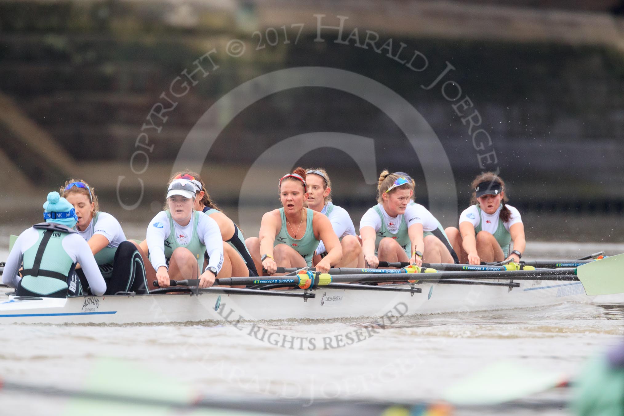 Photo 1712051400511X21160HaraldJoergens The Boat Race season 2018 - Women's Boat Race Trial Eights (CUWBC, Cambridge): Expecto Patronum: Cox-Sophie Shapter, stroke-Alice White, 7-Abigail Parker, 6-Thea Zabell, 5-Kelsey Barolak, 4-Laura Foster, 3-Sally O Brien, 2-Millie Perrin, bow-Eve Caroe.
River Thames between Putney Bridge and Mortlake,
London SW15,
United Kingdom,
on 05 December 2017 at 13:01, image #172