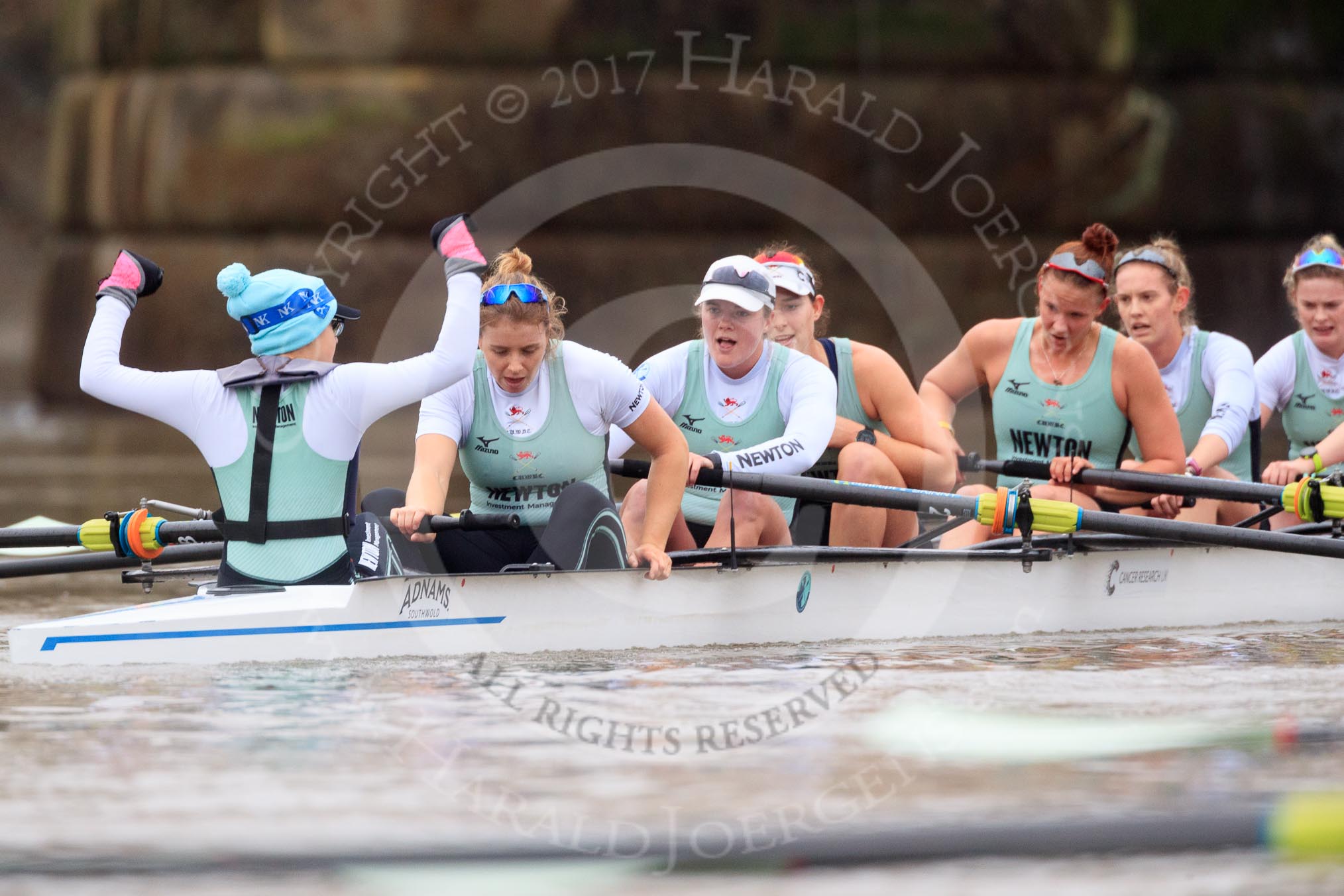 The Boat Race season 2018 - Women's Boat Race Trial Eights (CUWBC, Cambridge): Expecto Patronum:  Cox-Sophie Shapter, stroke-Alice White,  7-Abigail Parker, 6-Thea Zabell, 5-Kelsey Barolak, 4-Laura Foster, 3-Sally O Brien, 2-Millie Perrin, bow-Eve Caroe.
River Thames between Putney Bridge and Mortlake,
London SW15,

United Kingdom,
on 05 December 2017 at 13:02, image #175