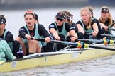 The Boat Race season 2018 - Women's Boat Race Trial Eights (CUWBC, Cambridge): Wingardium Leviosa , with cox-Sophie Wrixon, stroke-Imogen Grant, 7-Myriam Goudet-Boukhatmi, 6-Larkin Sayre, 5-Tricia Smith, 4-Emma Andrews, 3-Pippa Darkin, 2-Sarah Carlotti, bow-Lucy Pike.
River Thames between Putney Bridge and Mortlake,
London SW15,

United Kingdom,
on 05 December 2017 at 12:52, image #123