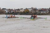 The Boat Race season 2018 - Women's Boat Race Trial Eights (CUWBC, Cambridge): Race umpire Sir Matthew Pinsent had quite a bit of shouting to do as the boats got a bit close at times.
River Thames between Putney Bridge and Mortlake,
London SW15,

United Kingdom,
on 05 December 2017 at 12:52, image #121