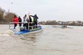The Boat Race season 2018 - Women's Boat Race Trial Eights (CUWBC, Cambridge): Race umpire Sir Matthew Pinsent had quite a bit of shouting to do as the boats got a bit close at times.
River Thames between Putney Bridge and Mortlake,
London SW15,

United Kingdom,
on 05 December 2017 at 12:52, image #122