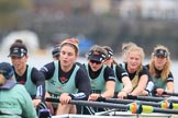 The Boat Race season 2018 - Women's Boat Race Trial Eights (CUWBC, Cambridge): Wingardium Leviosa:  Cox-Sophie Wrixon, stroke-Imogen Grant, 7-Myriam Goudet-Boukhatmi, 6-Larkin Sayre, 5-Tricia Smith, 4-Emma Andrews, 3-Pippa Darkin, 2-Sarah Carlotti, bow-Lucy Pike.
River Thames between Putney Bridge and Mortlake,
London SW15,

United Kingdom,
on 05 December 2017 at 12:54, image #139