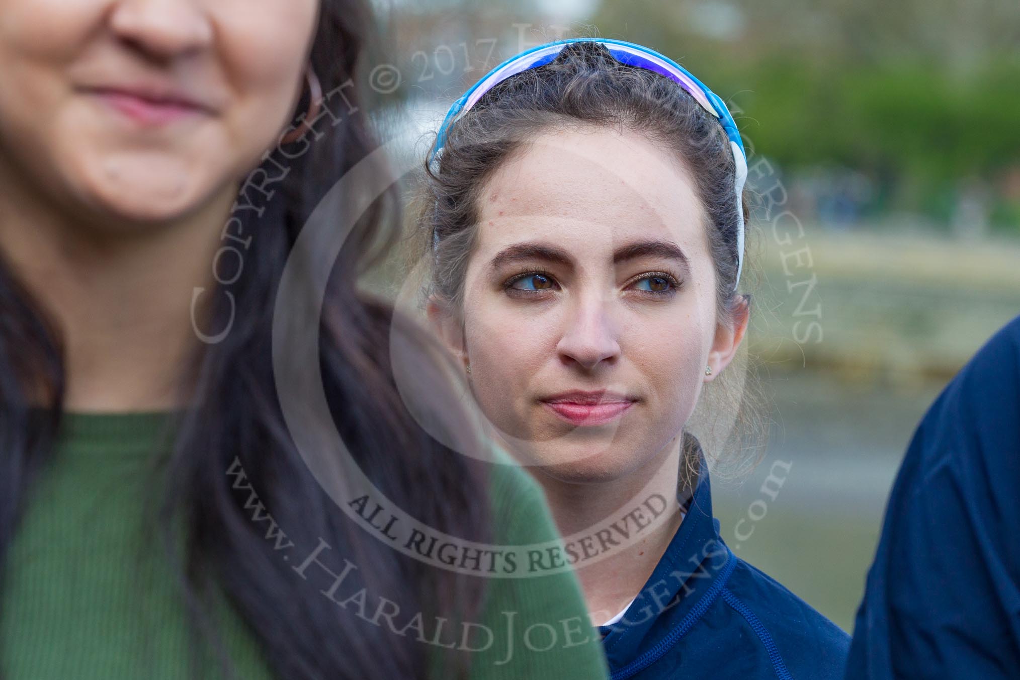 The Boat Race season 2017 -  The Cancer Research Women's Boat Race: OUWBC's cox Eleanor Shearer at the toss for the Women's Boat Race.
River Thames between Putney Bridge and Mortlake,
London SW15,

United Kingdom,
on 02 April 2017 at 14:40, image #25