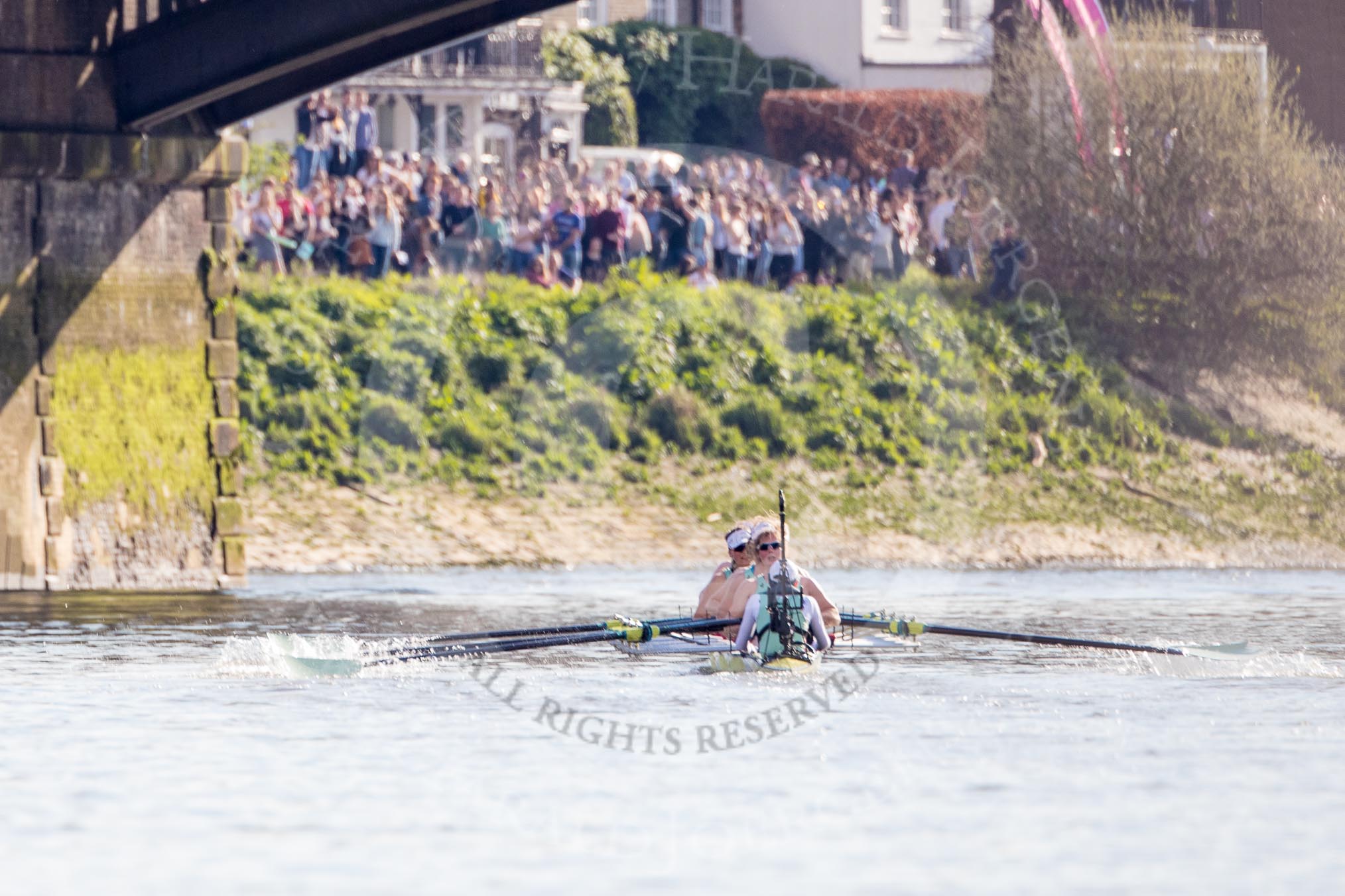 The Boat Race season 2017 -  The Cancer Research Women's Boat Race: CUWBC at Barnes Bridge - bow Ashton Brown, 2 Imogen Grant, 3 Claire Lambe, 4 Anna Dawson, 5 Holly Hill, 6 Alice White, 7 Myriam Goudet, stroke Melissa Wilson, cox Matthew Holland.
River Thames between Putney Bridge and Mortlake,
London SW15,

United Kingdom,
on 02 April 2017 at 16:50, image #176