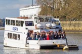 The Boat Race season 2017 -  The Cancer Research Women's Boat Race: London River Cruises catamaran cruiser Suerita with guests watching the Boat Race from a unique perspective.
River Thames between Putney Bridge and Mortlake,
London SW15,

United Kingdom,
on 02 April 2017 at 15:40, image #44