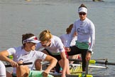 The Boat Race season 2017 -  The Cancer Research Women's Boat Race: CUWBC about to set off at Putney Embankment, here 4 Anna Dawson, 3 Claire Lambe, 2 Imogen Grant, bow Ashton Brown.
River Thames between Putney Bridge and Mortlake,
London SW15,

United Kingdom,
on 02 April 2017 at 15:48, image #64