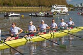 The Boat Race season 2017 -  The Cancer Research Women's Boat Race: CUWBC on the way to Putney Bridge before the start of the Women's Boat Race, here 6 Alice White, 5 Holly Hill, 4 Anna Dawson, 3 Claire Lambe, 2 Imogen Grant, bow Ashton Brown.
River Thames between Putney Bridge and Mortlake,
London SW15,

United Kingdom,
on 02 April 2017 at 15:49, image #74