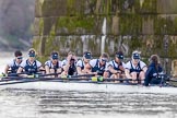 The Boat Race season 2017 -  The Cancer Research Women's Boat Race: Oxford reaches the finish line - they never gave up! Bow Alice Roberts, 2 Flo Pickles, 3 Rebecca Te Water Naudé, 4 Rebecca Esselstein, 5 Chloe Laverack, 6 Harriet Austin, 7 Jenna Hebert, stroke Emily Cameron, cox Eleanor Shearer.
River Thames between Putney Bridge and Mortlake,
London SW15,

United Kingdom,
on 02 April 2017 at 16:54, image #189