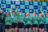 The Boat Race season 2017 -  The Cancer Research Women's Boat Race: A jubilant CUWBC crew at the price giving, on the left their head coach Rob Barker.
River Thames between Putney Bridge and Mortlake,
London SW15,

United Kingdom,
on 02 April 2017 at 17:11, image #230