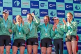 The Boat Race season 2017 -  The Cancer Research Women's Boat Race: A jubilant CUWBC crew at the price giving.
River Thames between Putney Bridge and Mortlake,
London SW15,

United Kingdom,
on 02 April 2017 at 17:11, image #232