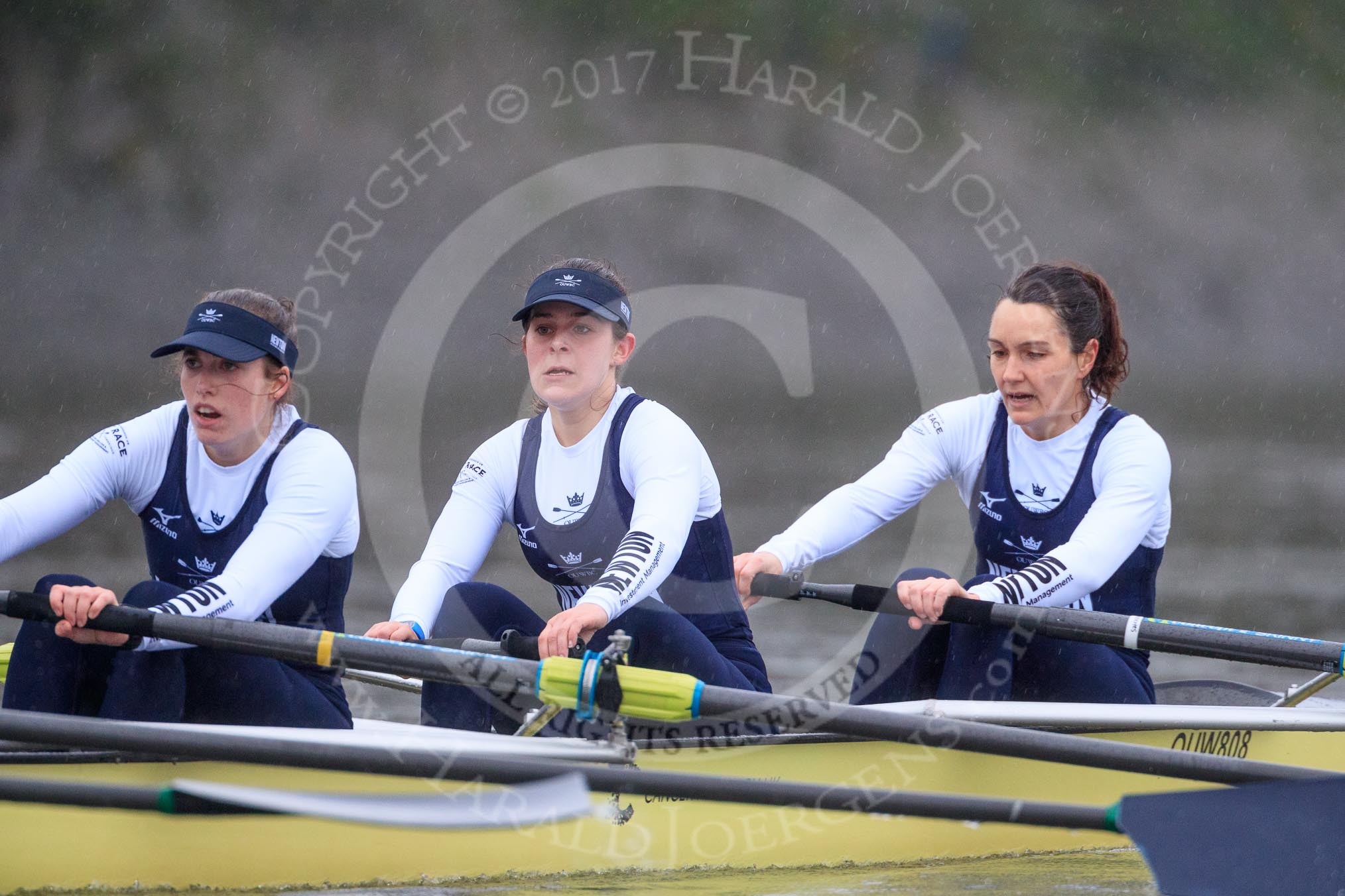 The Boat Race season 2018 - Women's Boat Race Trial Eights (OUWBC, Oxford): "Coursing River" approaching Chiswick Pier - 2 Rachel Anderson, bow Sarah Payne-Riches.
River Thames between Putney Bridge and Mortlake,
London SW15,

United Kingdom,
on 21 January 2018 at 14:39, image #138