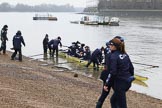 The Boat Race season 2018 - Women's Boat Race Trial Eights (OUWBC, Oxford): "Coursing River" getting ready for the race.
River Thames between Putney Bridge and Mortlake,
London SW15,

United Kingdom,
on 21 January 2018 at 13:47, image #1