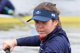 The Boat Race season 2018 - Women's Boat Race Trial Eights (OUWBC, Oxford): Close-up of "Great Typhoon" 5 seat Olivia Pryer.
River Thames between Putney Bridge and Mortlake,
London SW15,

United Kingdom,
on 21 January 2018 at 13:48, image #14