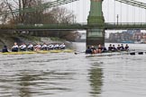 The Boat Race season 2018 - Women's Boat Race Trial Eights (OUWBC, Oxford): "Coursing River" and "Great Typhoon" at Hammersmith Bridge.
River Thames between Putney Bridge and Mortlake,
London SW15,

United Kingdom,
on 21 January 2018 at 14:34, image #96