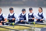 The Boat Race season 2018 - Women's Boat Race Trial Eights (OUWBC, Oxford): "Coursing River" -  5 Morgan McGovern, 4 Anna Murgatroyd, 3 Stefanie Zekoll, 2 Rachel Anderson, bow Sarah Payne-Riches.
River Thames between Putney Bridge and Mortlake,
London SW15,

United Kingdom,
on 21 January 2018 at 14:35, image #103