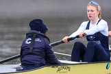 The Boat Race season 2018 - Women's Boat Race Trial Eights (OUWBC, Oxford): "Coursing River" -  cox Ellie Shearer, stroke Beth Bridgman.
River Thames between Putney Bridge and Mortlake,
London SW15,

United Kingdom,
on 21 January 2018 at 14:35, image #107