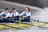 The Boat Race season 2018 - Women's Boat Race Trial Eights (OUWBC, Oxford): "Coursing River" - 3 Stefanie Zekoll, 2 Rachel Anderson, bow Sarah Payne-Riches.
River Thames between Putney Bridge and Mortlake,
London SW15,

United Kingdom,
on 21 January 2018 at 14:35, image #109