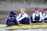 The Boat Race season 2018 - Women's Boat Race Trial Eights (OUWBC, Oxford): "Coursing River" -  cox Ellie Shearer, stroke Beth Bridgman, 7 Juliette Perry.
River Thames between Putney Bridge and Mortlake,
London SW15,

United Kingdom,
on 21 January 2018 at 14:37, image #119