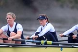 The Boat Race season 2018 - Women's Boat Race Trial Eights (OUWBC, Oxford): "Coursing River" approaching Chiswick Pier - 5 Morgan McGovern, 4 Anna Murgatroyd.
River Thames between Putney Bridge and Mortlake,
London SW15,

United Kingdom,
on 21 January 2018 at 14:41, image #145