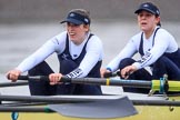 The Boat Race season 2018 - Women's Boat Race Trial Eights (OUWBC, Oxford): "Coursing River" approaching Barnes Railway Bridge - 3 Stefanie Zekoll, 2 Rachel Anderson.
River Thames between Putney Bridge and Mortlake,
London SW15,

United Kingdom,
on 21 January 2018 at 14:42, image #152