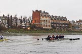 The Boat Race season 2018 - Women's Boat Race Trial Eights (OUWBC, Oxford): "Great Typhoon" and "Coursing River" at the "White Hart" pub, just behind Barnes Railway Bridge.
River Thames between Putney Bridge and Mortlake,
London SW15,

United Kingdom,
on 21 January 2018 at 14:44, image #156