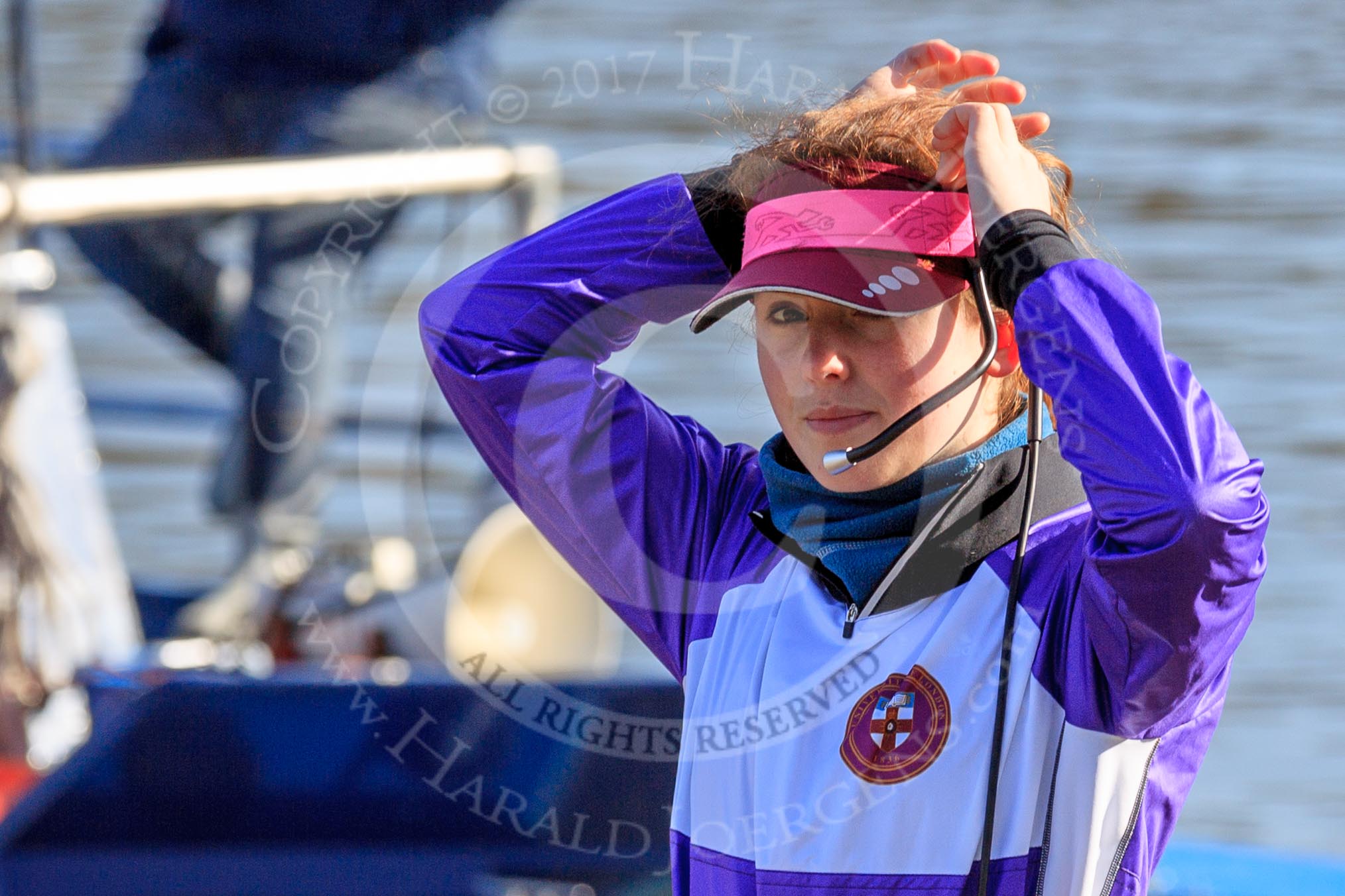 The Women's Boat Race season 2018 - fixture CUWBC vs. ULBC: ULBC cox Lauren Holland.
River Thames between Putney Bridge and Mortlake,
London SW15,

United Kingdom,
on 17 February 2018 at 12:27, image #1