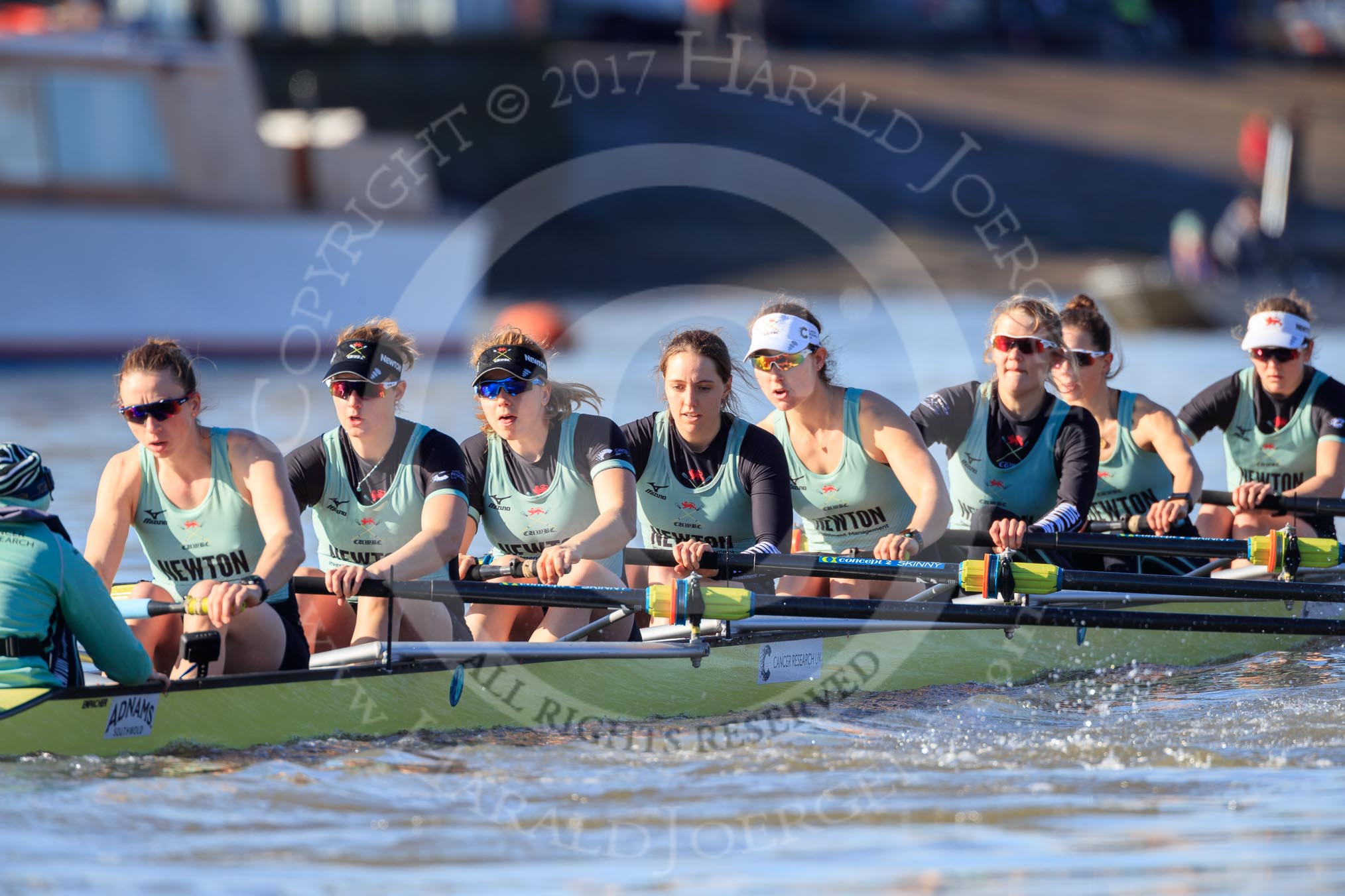 The Women's Boat Race season 2018 - fixture CUWBC vs. ULBC: The race has been started - OUWBC with cox Sophie Shapter, stroke Tricia Smith, 7 Imogen Grant, 6 Anne Beenken, 5 Thea Zabell, 4 Paula Wesselmann, 3 Alice White, 2 Myriam Goudet-Boukhatmi, bow Olivia Coffey.
River Thames between Putney Bridge and Mortlake,
London SW15,

United Kingdom,
on 17 February 2018 at 13:09, image #46