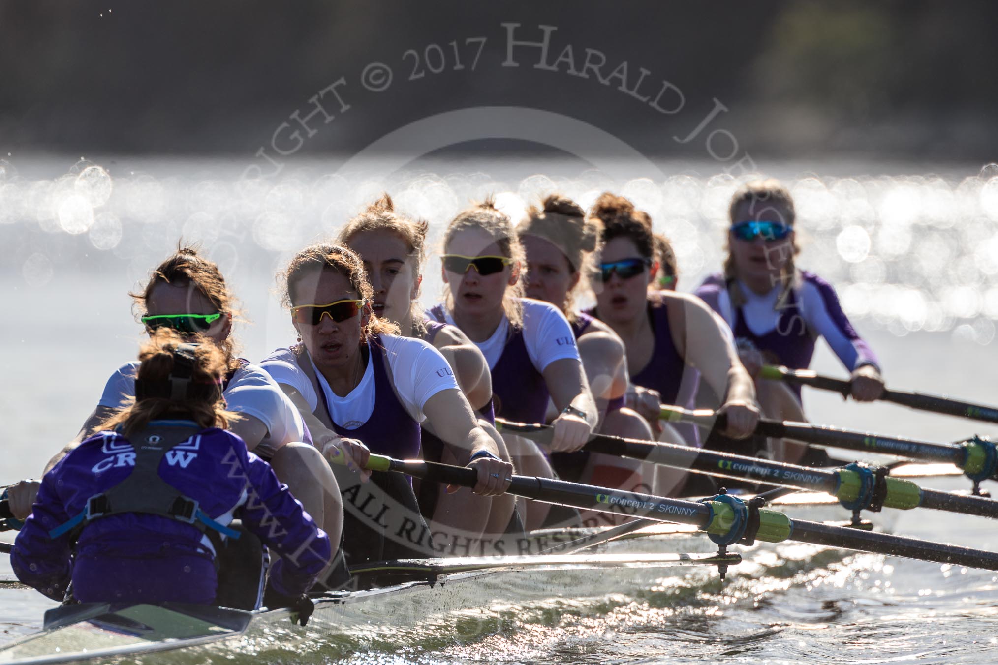 The Women's Boat Race season 2018 - fixture CUWBC vs. ULBC: The ULBC Eight - cox Lauren Holland, stroke Issy Powel, 7 Jordan Cole-Huissan, 6 Oonagh Cousins, 5 Hannah Roberts, 4 Katherine Barnhill, 3 Fionnuala Gannon, 2 Robyn Hart-Winks, bow Ally French.
River Thames between Putney Bridge and Mortlake,
London SW15,

United Kingdom,
on 17 February 2018 at 13:28, image #113