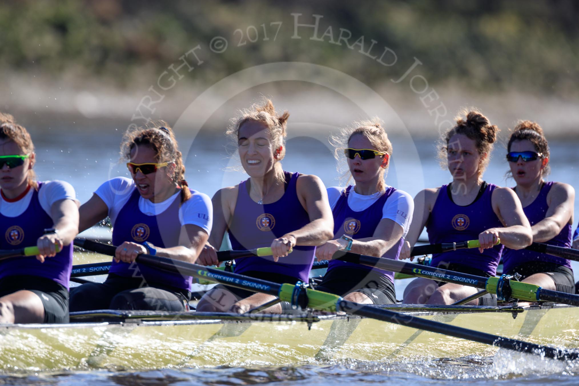 The Women's Boat Race season 2018 - fixture CUWBC vs. ULBC: The ULBC Eight - stroke Issy Powel, 7 Jordan Cole-Huissan, 6 Oonagh Cousins, 5 Hannah Roberts, 4 Katherine Barnhill, 3 Fionnuala Gannon.
River Thames between Putney Bridge and Mortlake,
London SW15,

United Kingdom,
on 17 February 2018 at 13:29, image #123