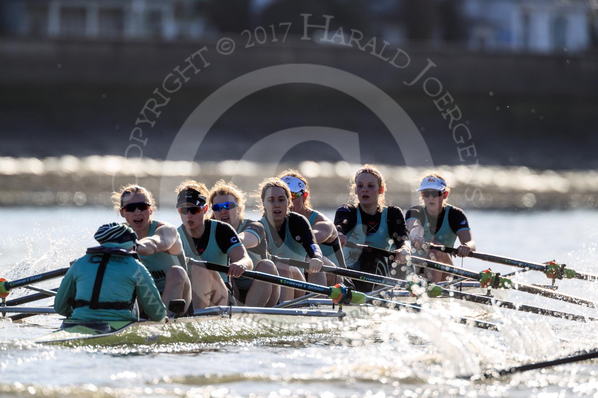 The Women's Boat Race season 2018 - fixture CUWBC vs. ULBC: The CUWBC Eight - cox Sophie Shapter, stroke Tricia Smith, 7 Imogen Grant, 6 Anne Beenken, 5 Thea Zabell, 4 Paula Wesselmann, 3 Alice White, 2 Myriam Goudet-Boukhatmi, bow Olivia Coffey.
River Thames between Putney Bridge and Mortlake,
London SW15,

United Kingdom,
on 17 February 2018 at 13:30, image #135