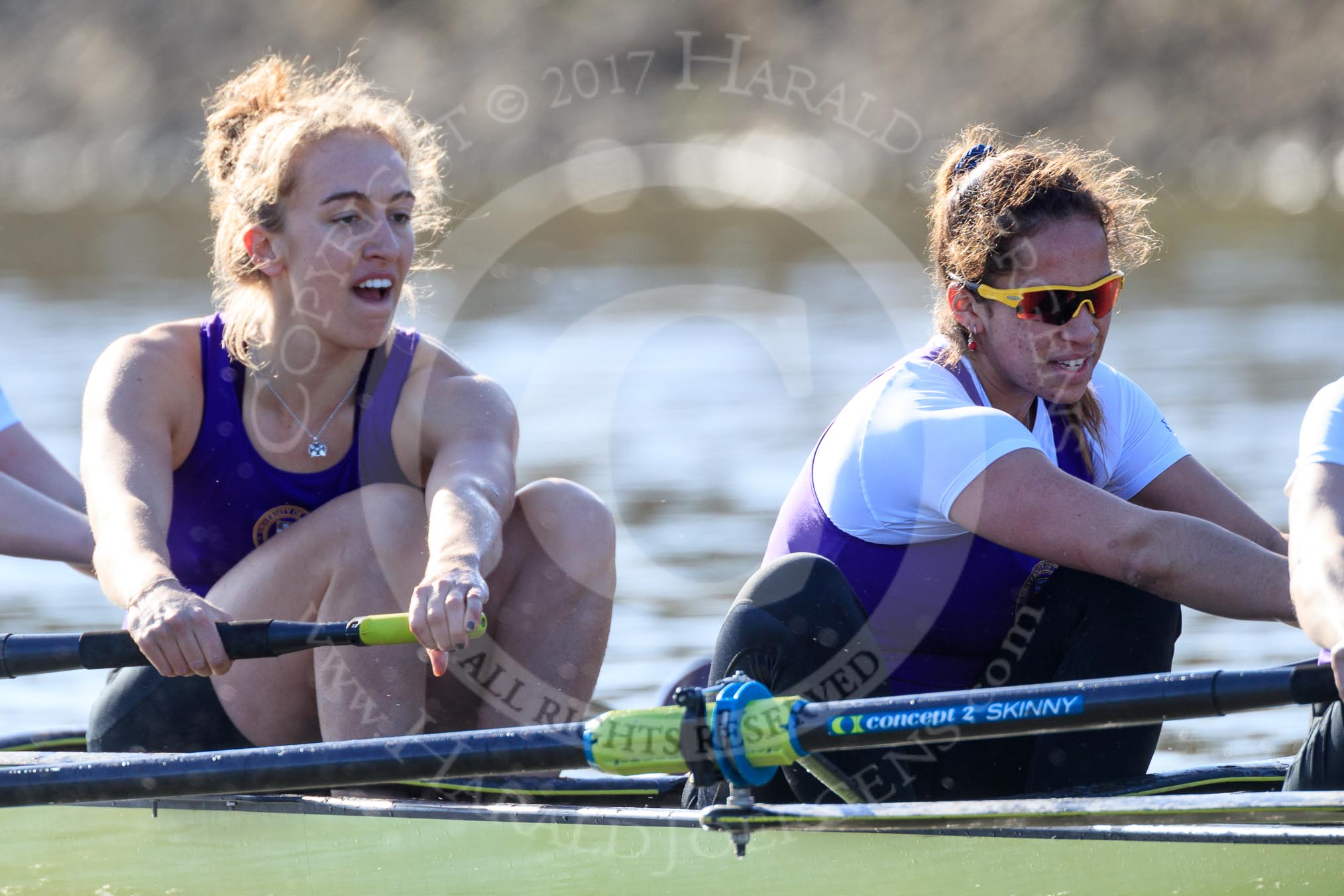 The Women's Boat Race season 2018 - fixture CUWBC vs. ULBC: ULBC 6 Oonagh Cousins and 7 Jordan Cole-Huissan.
River Thames between Putney Bridge and Mortlake,
London SW15,

United Kingdom,
on 17 February 2018 at 13:30, image #140