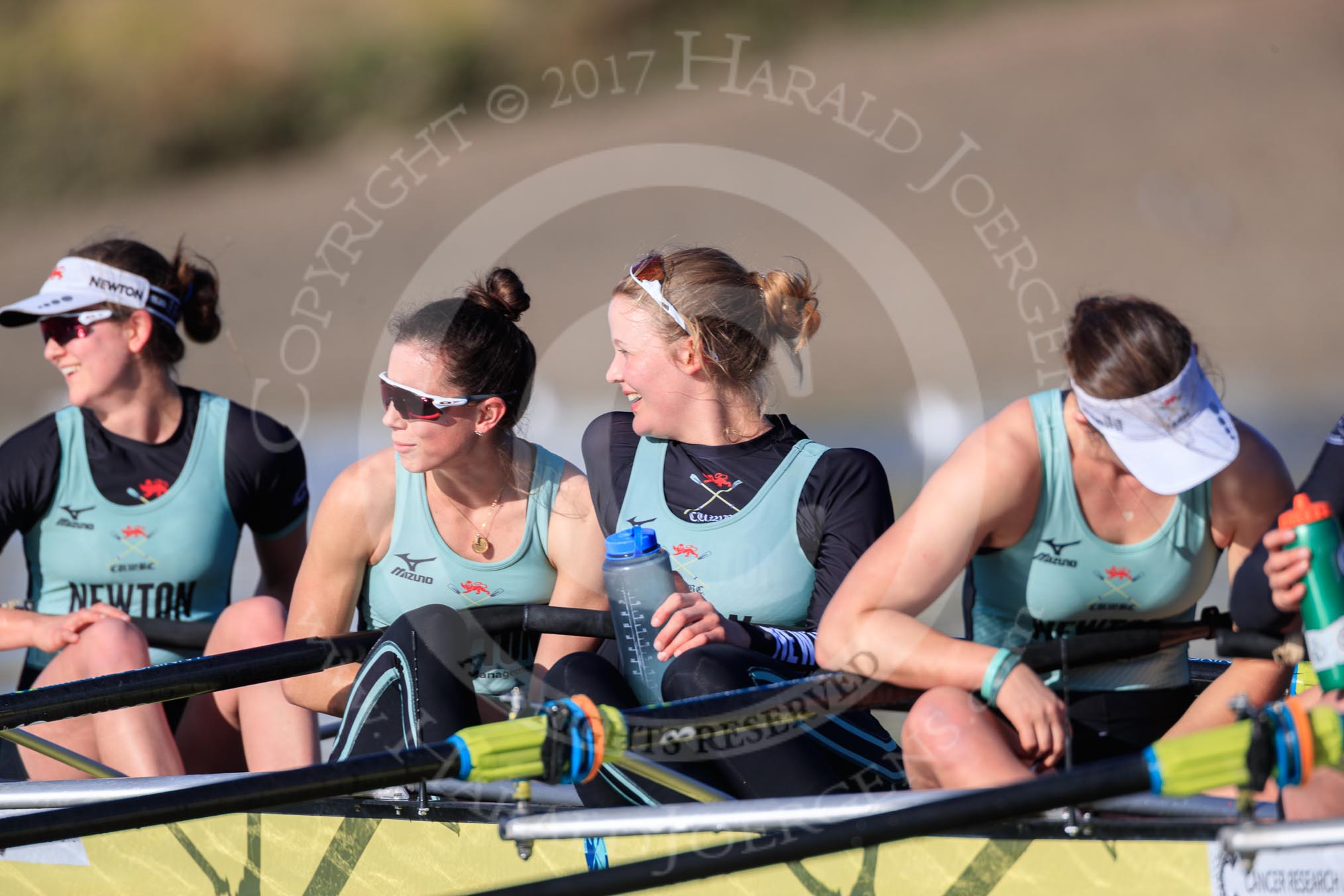 The Women's Boat Race season 2018 - fixture CUWBC vs. ULBC: OUWBC, the winner of both parts of the fixture - bow Olivia Coffey, 2 Myriam Goudet-Boukhatmi, 3 Alice White, 4 Paula Wesselmann.
River Thames between Putney Bridge and Mortlake,
London SW15,

United Kingdom,
on 17 February 2018 at 13:36, image #182