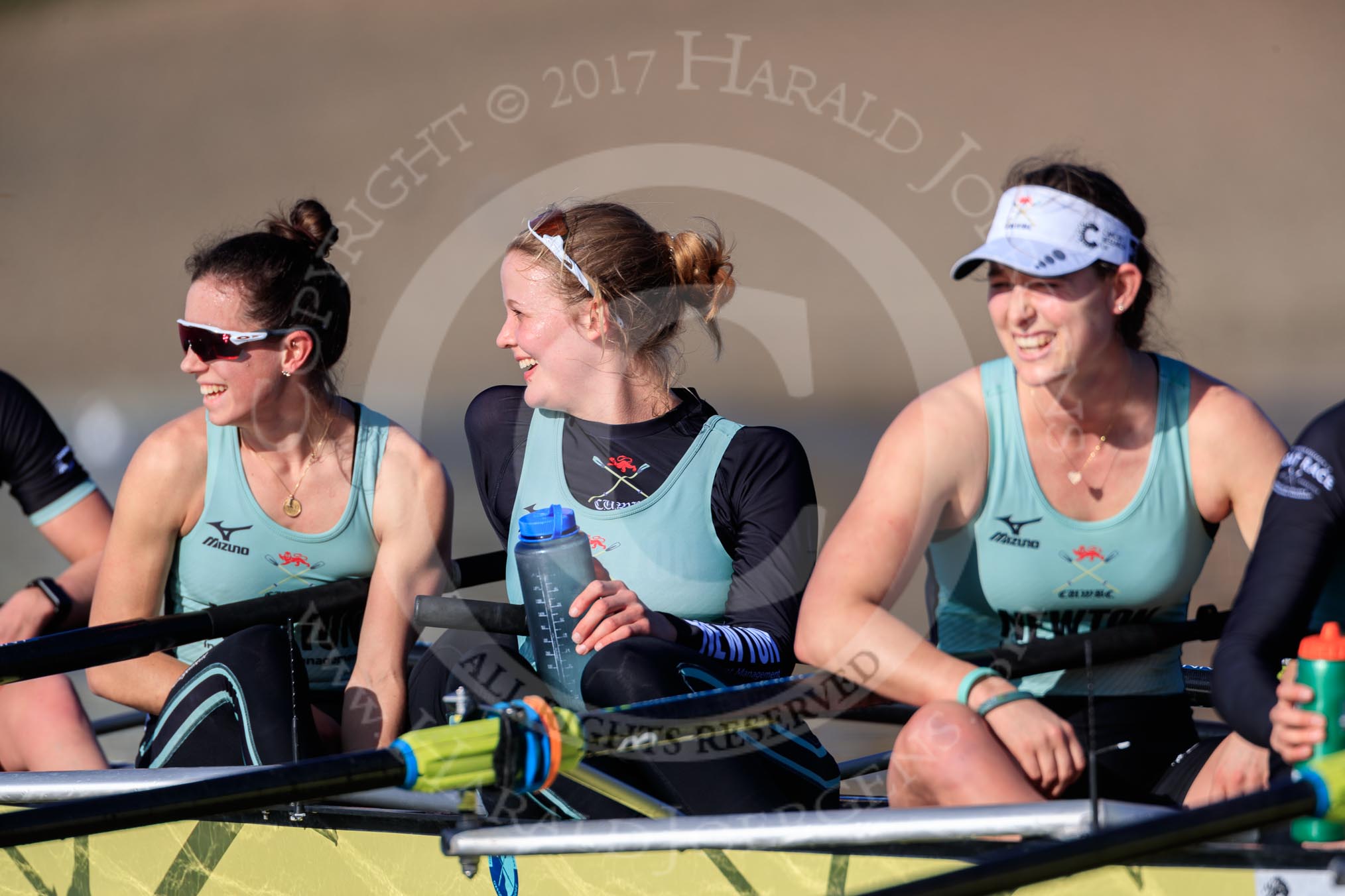 The Women's Boat Race season 2018 - fixture CUWBC vs. ULBC: OUWBC, the winner of both parts of the fixture - 2 Myriam Goudet-Boukhatmi, 3 Alice White, 4 Paula Wesselmann.
River Thames between Putney Bridge and Mortlake,
London SW15,

United Kingdom,
on 17 February 2018 at 13:36, image #183