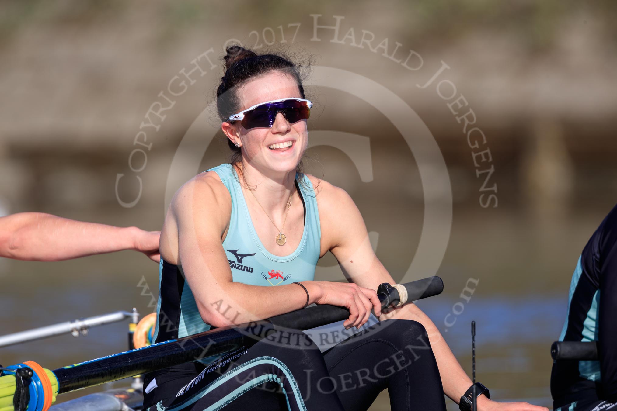 The Women's Boat Race season 2018 - fixture CUWBC vs. ULBC: OUWBC 2 seat Myriam Goudet-Boukhatmi.
River Thames between Putney Bridge and Mortlake,
London SW15,

United Kingdom,
on 17 February 2018 at 13:37, image #184