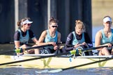 The Women's Boat Race season 2018 - fixture CUWBC vs. ULBC: CUWBC getting ready for the race - bow Olivia Coffey, 2 Myriam Goudet-Boukhatmi, 3 Alice White, 4 Paula Wesselmann.
River Thames between Putney Bridge and Mortlake,
London SW15,

United Kingdom,
on 17 February 2018 at 13:07, image #33