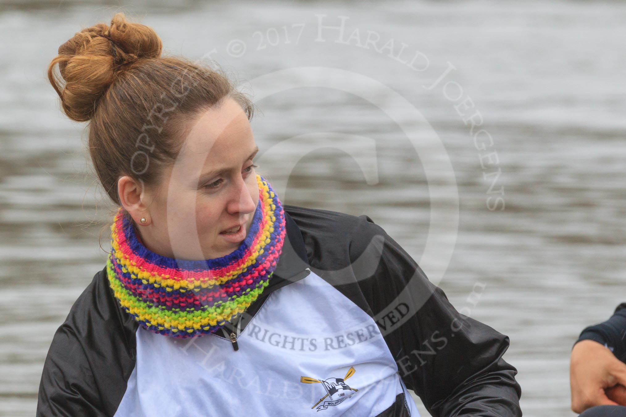 The Women's Boat Race season 2018 - fixture OUWBC vs. Molesey BC: Molesey's 4 seat Claire McKeown.
River Thames between Putney Bridge and Mortlake,
London SW15,

United Kingdom,
on 04 March 2018 at 13:10, image #21