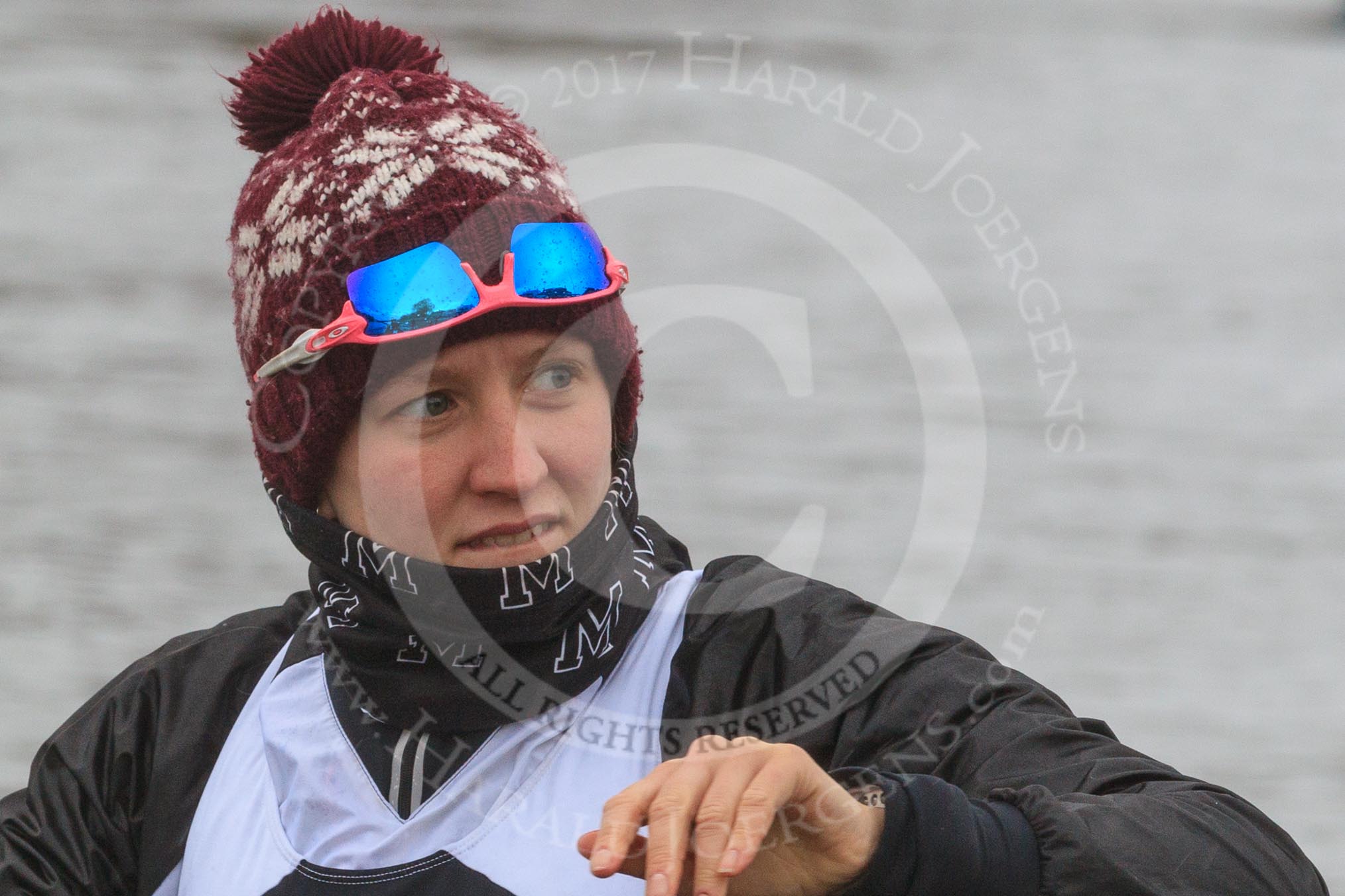 The Women's Boat Race season 2018 - fixture OUWBC vs. Molesey BC: Molesey's 2 seat 2 Lucy Primmer.
River Thames between Putney Bridge and Mortlake,
London SW15,

United Kingdom,
on 04 March 2018 at 13:10, image #26